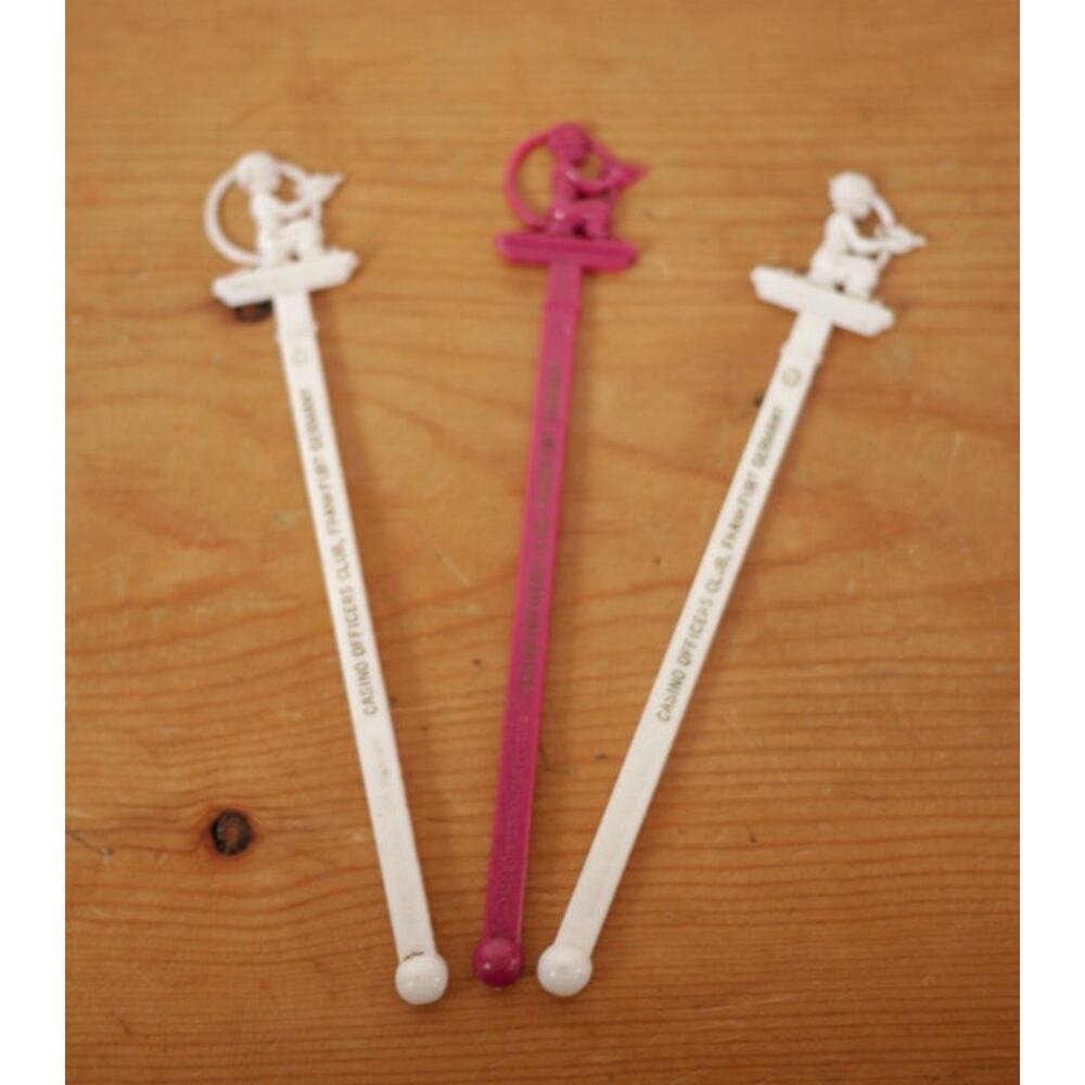 3 Vintage Casino Officers Club Frankfurt Germany Cocktail Drink Stirrer Swizzles